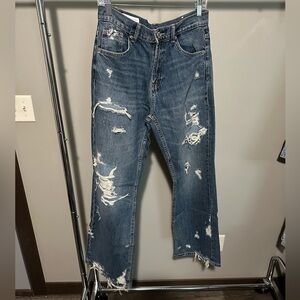 Zara Relaxed Distressed Blue Jeans